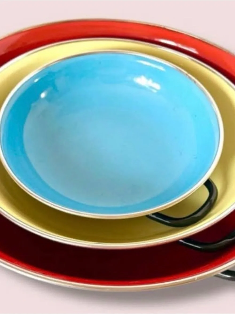 Vintage Emo Celje Enamelware Nesting Skillet Set